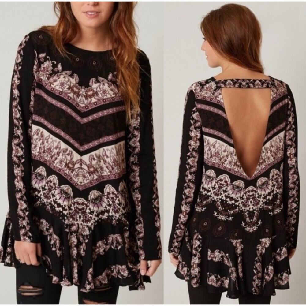 Free People Smooth Talker Tunic Top or Mini Dress Deep-V Back, size M